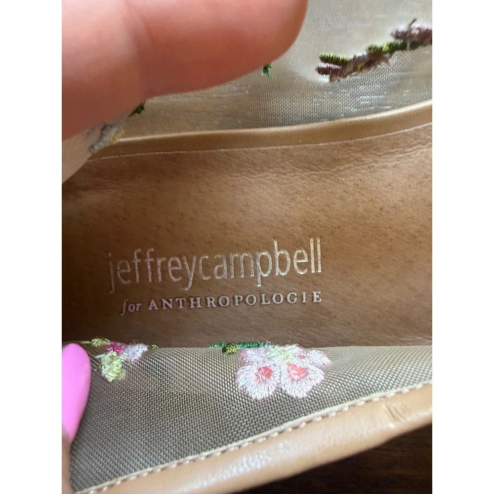 Jeffrey Campbell Anthropologie Embroidered Mesh Mary Jane Ballet Flats Size 6.5